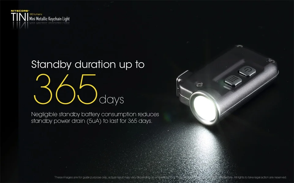 Новинка Nitecore TINI 380 люменов микро-USB зарядка мини металлический брелок Светильник флэш-светильник