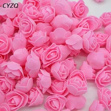 50 ピース/ロット 3 センチメートル PE 発泡バラ人工花ヘッド、ホーム結婚式のパーティー DIY 花輪装飾花クマ偽ローズフラワー