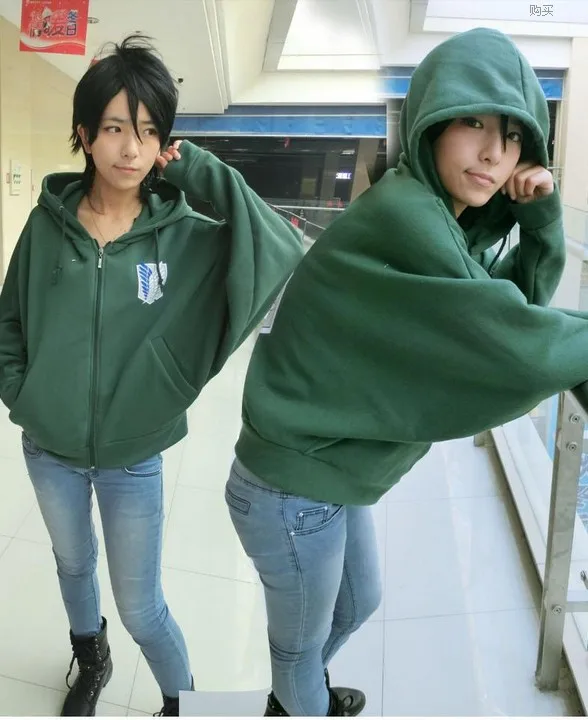 

Winter Cosplay Anime Attack on Titan Hoodie Hoodies Sweatshirt Women Men Scouting Legion Hooded Jacket Coat with Hood M L XL