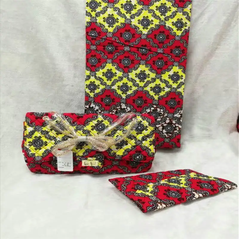 

NEW high quality african wax bag set match 6 yards real hollandais wax fabric,Beautiful design women's wax handbag ! P60526