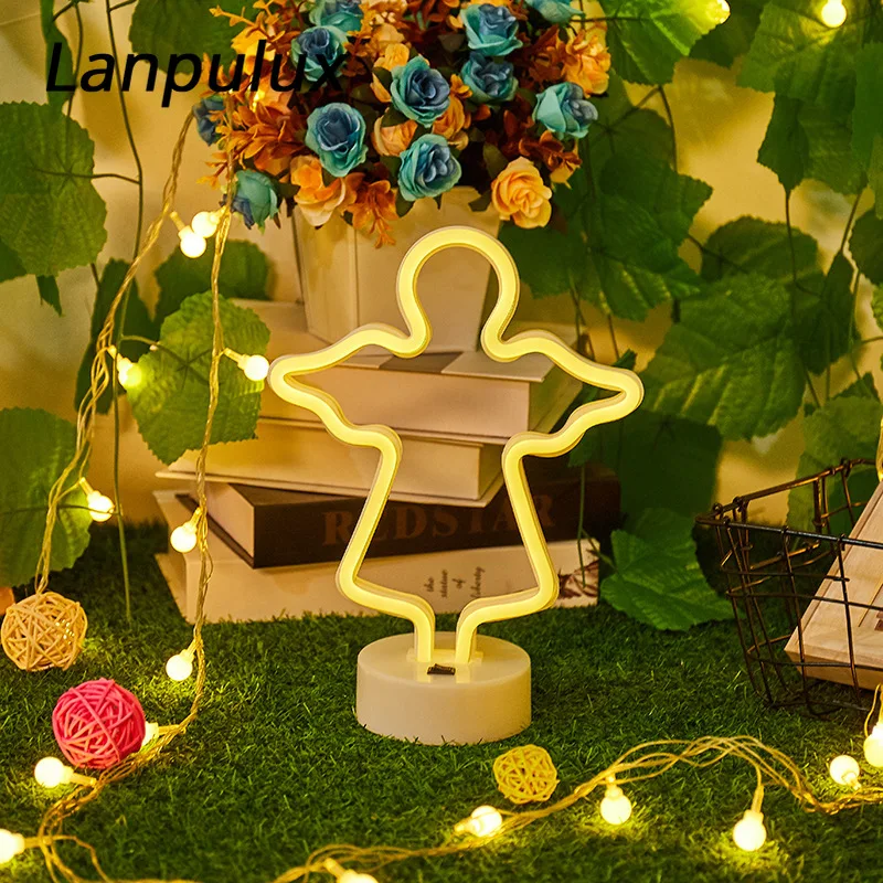 

Lanpulux Neon Lamp Love Angle Snowman Tree Cloud Coconut Tree Shape Night Light Yellow Green Pink Indoor Decor Light Fixtures