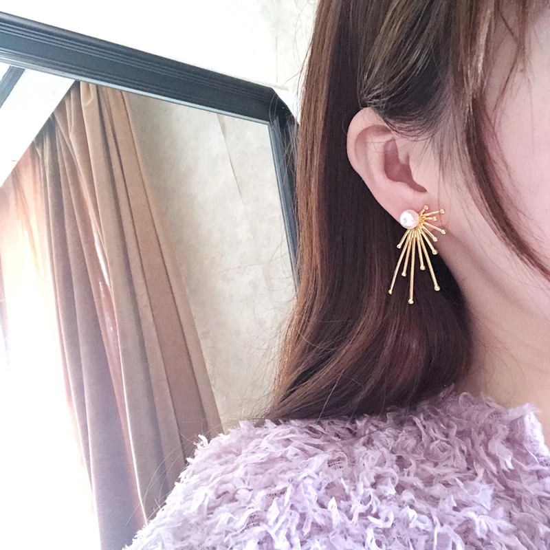 HUANZHI корейские 2019 НОВЫЕ геометрические металлические серьги гвоздики в форме
