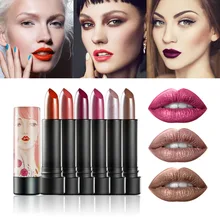 Новинка HUAMIANLI, 12 цветов, водостойкая металлическая губная помада Batom, стойкая брендовая помада для макияжа, блестящая бархатная матовая губная помада, косметика
