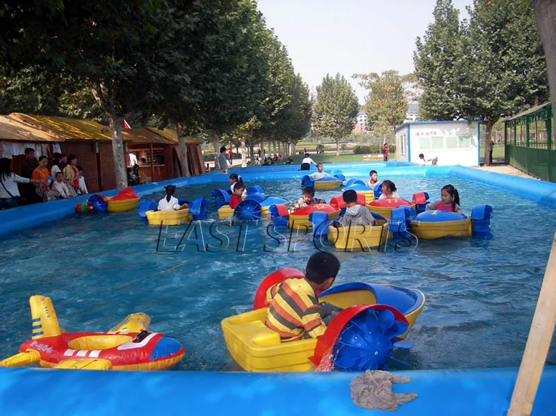 hand boat on pool