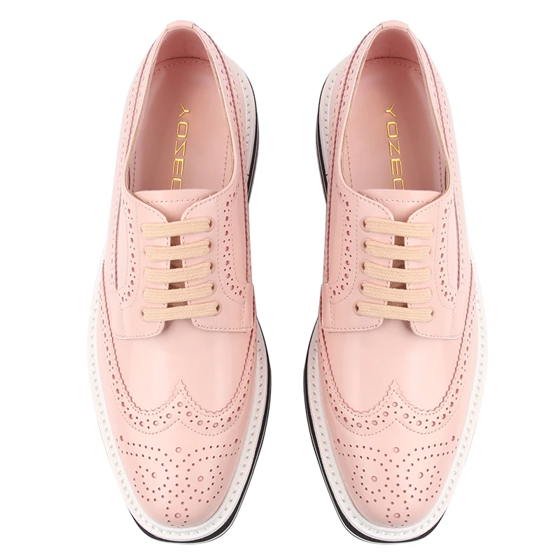 Derby Shoes Women Genuine Cow Leather Handmade Bullock Flats Casual Patform 2018 Autumn Winter Fashion YOZEO Brand Shoes Ladies Women's Shoes