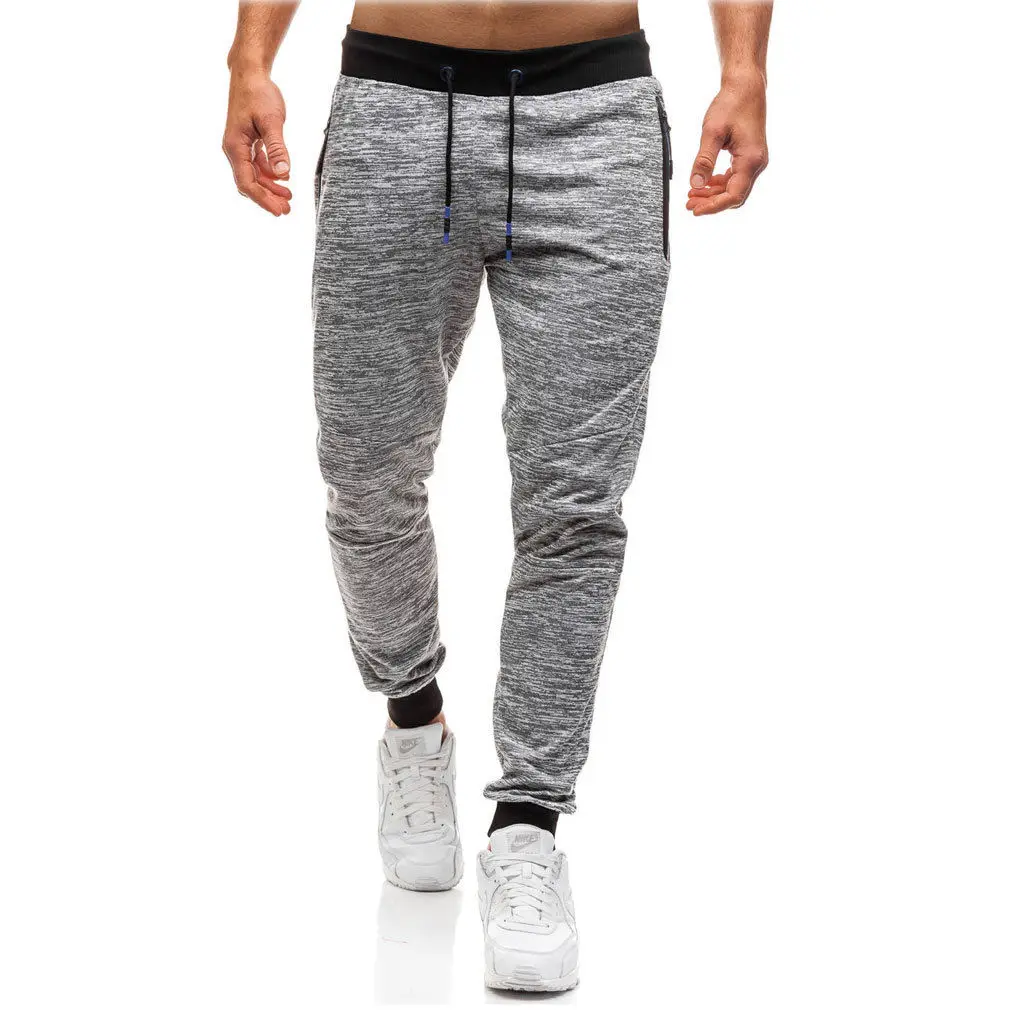 Для мужчин s Slim Fit спортивный костюм джоггеры скинни тренировочные штаны брюки новые осенние Для мужчин длинные Штаны пот Штаны - Цвет: Серый