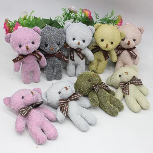 Bright silk bow tie, teddy bear doll, big head bear bag pendant, DIY creative mobile phone shell accessories, baby clothes, hats, shoes accessories, wedding promotion gifts 4