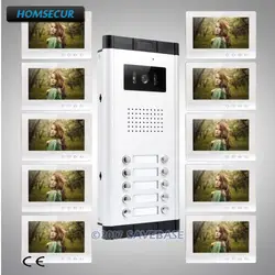 Homssecur 10,1 "Многоквартирный видео и аудио двери комплект для ввода + ЖК дисплей цвет экран для дома/без каблука