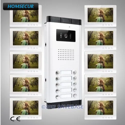 

HOMSECUR 10.1" Multi Apartment Video&Audio Door Entry Kit+LCD Color Screen for House/Flat