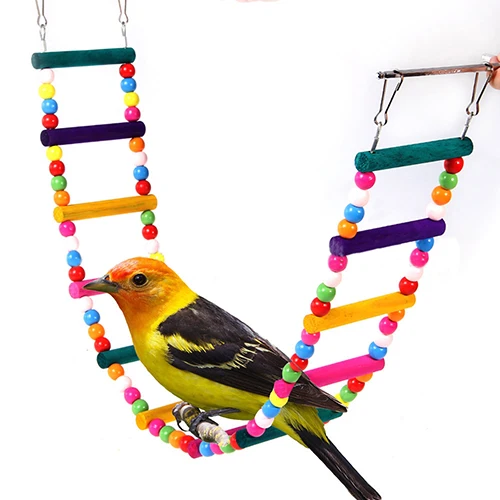 Colorful Ladder Bridge Budgie Parrot Climbing Bite Toy Pet Chew Swing