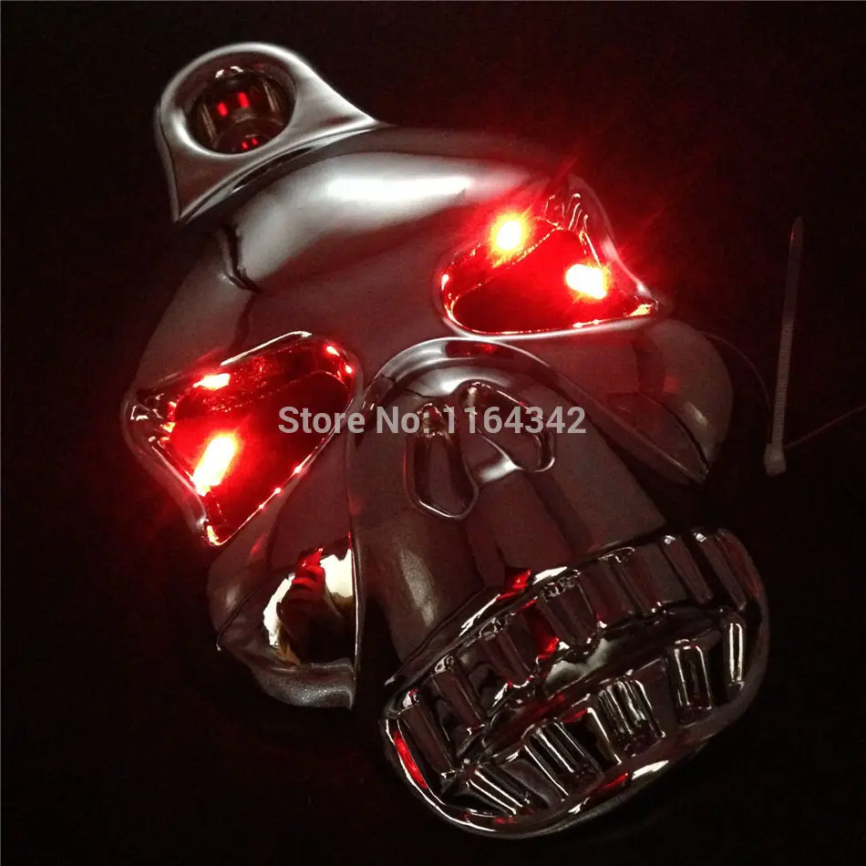  Chrome LED Skull Horn Carburetor Cover For Harley Davidson Softail Dyna Sportster Glide Big Twin El - 32276954020