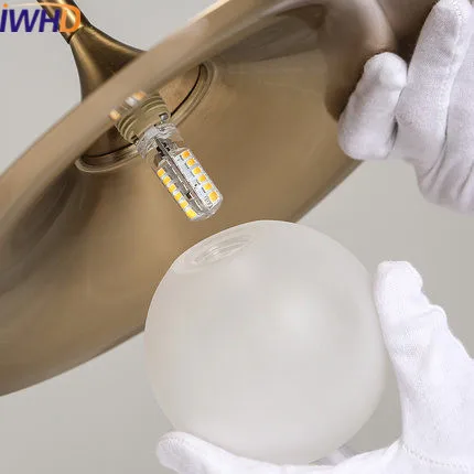 Iwhd bola de cristal LED colgante lámparas moda moderna oro hierro lámpara colgante hogar Iluminación bar hanglamp iluminación lustre