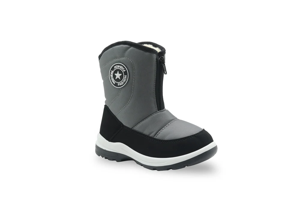 Apakowa/зимние ботинки для мальчиков и девочек; шерстяные ботинки унисекс до середины икры с молнией спереди для снежной погоды; Водонепроницаемая Обувь