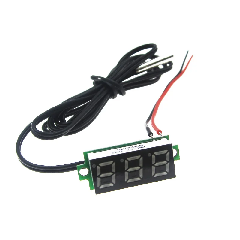 Red Digital Display Thermometer Temperature Meter Detector Module With NTC Metal Waterproof Probe 0.28 Inch DC 4-28V