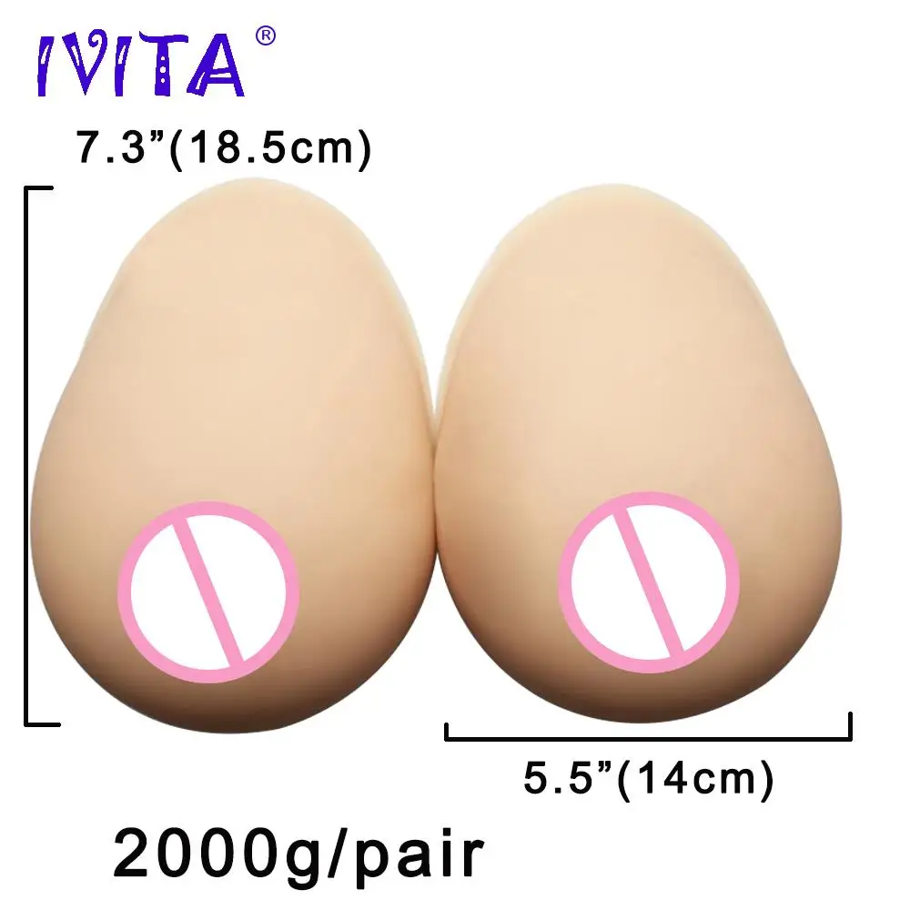 

IVITA 2000g Beige Silicone Artificial Breast Silicone Boobs For Mastectomy Enhancer Shemale Drag Queen Crossdresser Cosplay