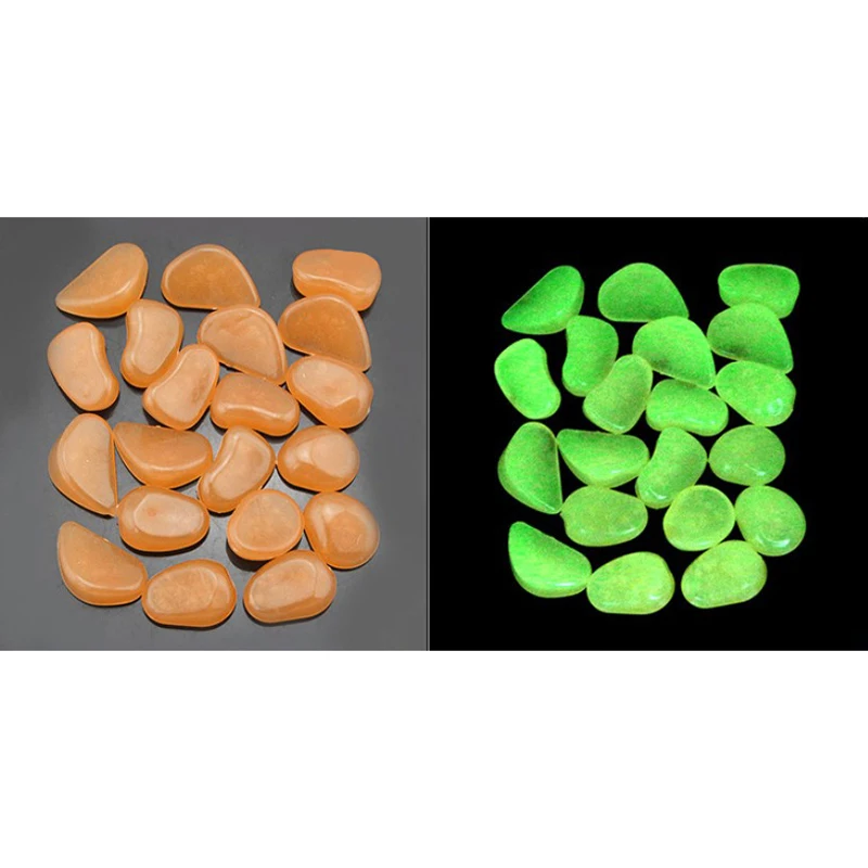 JX-LCLYL 100Pcs Glow in the Dark Pebbles Home Garden Walkway Aquarium Fish Tank Stone