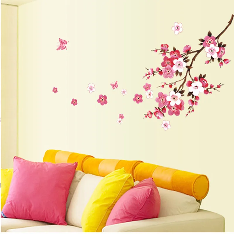 120x50 см, цветок вишни, наклейки на стену, водонепроницаемые, для гостиной, спальни, Наклейки на стены, 739, Декор, фрески, плакат