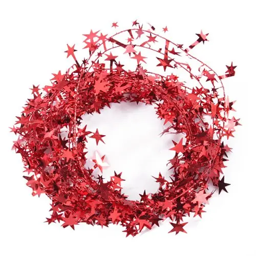 

FLST 23 Feet Red-Star Shaped TInsel Wire Garland Christmas Decoration
