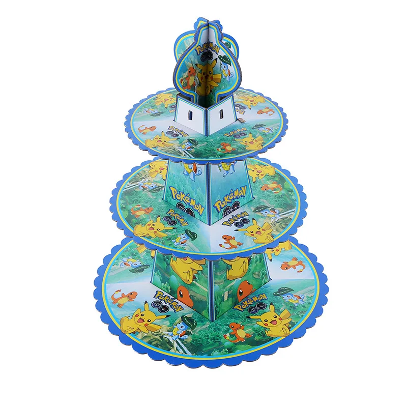 3-х уровневый удивительные торт подставка держатель для кекса мультфильм hero вечерние торт стеллаж для выставки товаров для детей День рождения поставки вечерние свадебные сувениры - Цвет: Pikachu