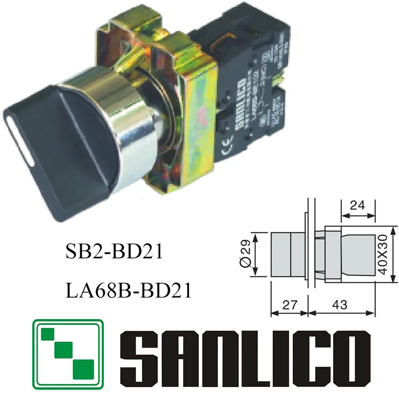Металл переключатель поворотный переключатель ручка переключателя два или три позиции стандартная ручка SB2 (LA68B XB2)-BD21