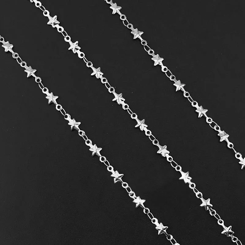 

4.5x10mm Stainless Steel Chain Star Shape Metal Link Chain DIY Crafts Findings Bulk Wholesale 50 Meters/lot