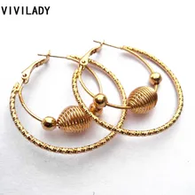 VIVILADY Мода Панк не содержит свинец и никель золото Цвет Большой баскетбол жен серьги-кольца женские Девушки Ювелирные изделия Bijoux аксессуары Подарки