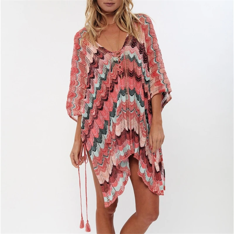 

Sexy Crochet Swimwear Beach Blouse Tops Summer Sun Protection Shawl Holiday Sea Side Beachwear Clothes Cover Top Women 2019 New