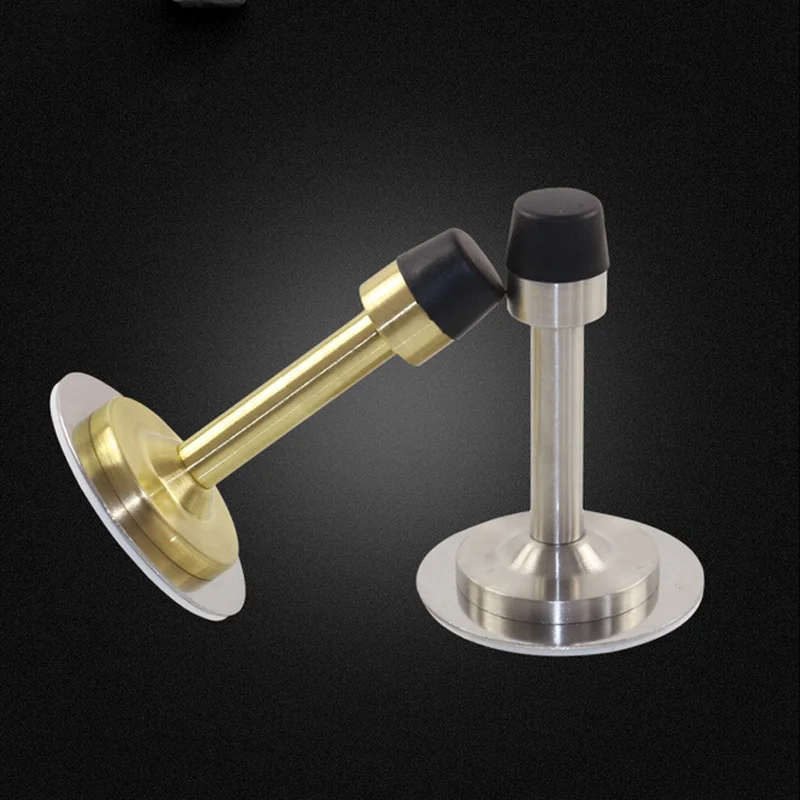 

1PC Solid Stainless Steel 3 Colors Free Punch Door Stop Base Rubber Doorstops Satin for Kitchen Bathroom Accessories