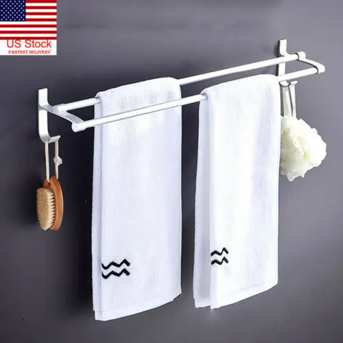 

USA Bathroom Towel Rack Holder Wall Mount Rail Hotel Toilet Shower Organizer NEW