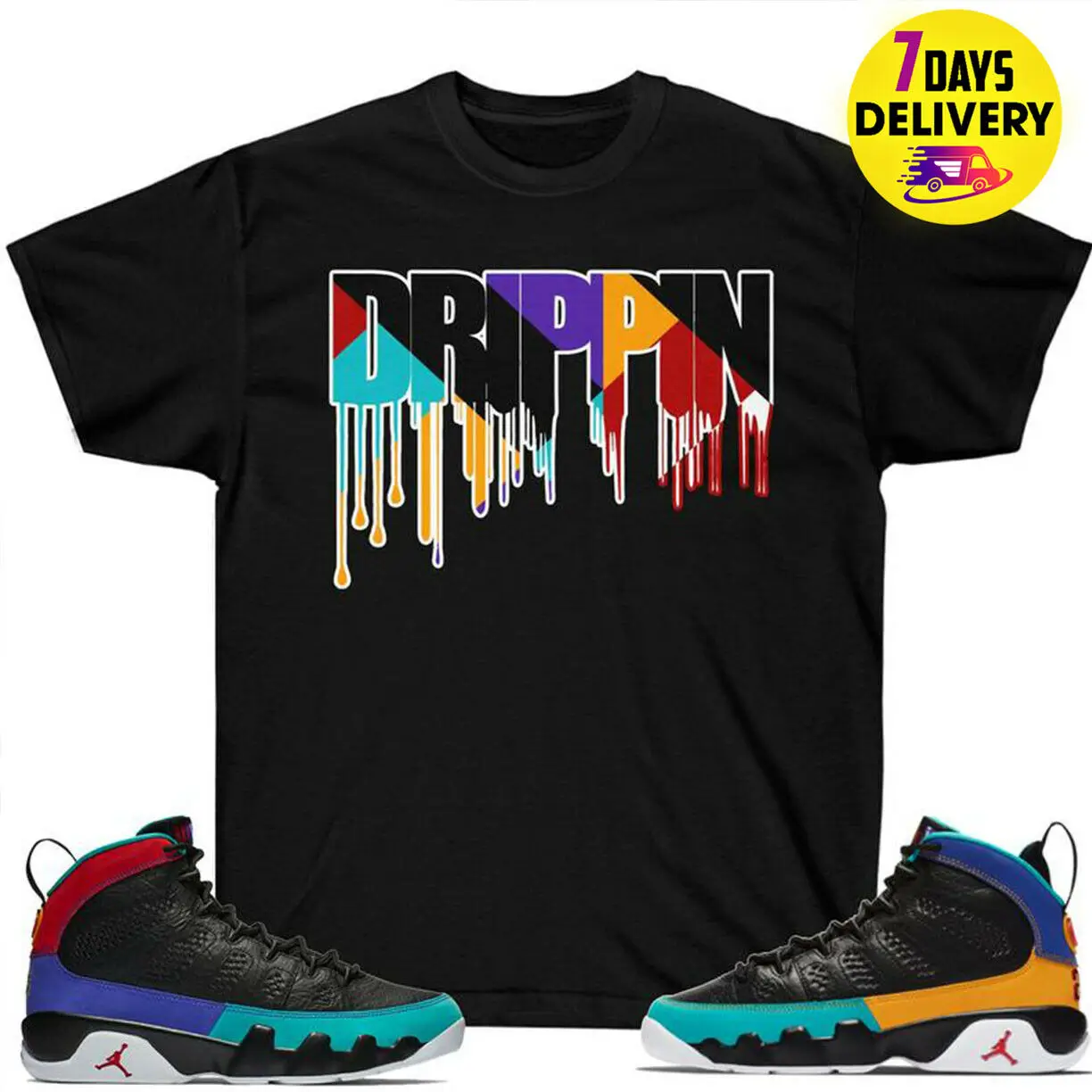 Большая скидка Jordan9 Dream It Do It Sneaker Match Drippin'
шелковистая Футболка черный онлайн