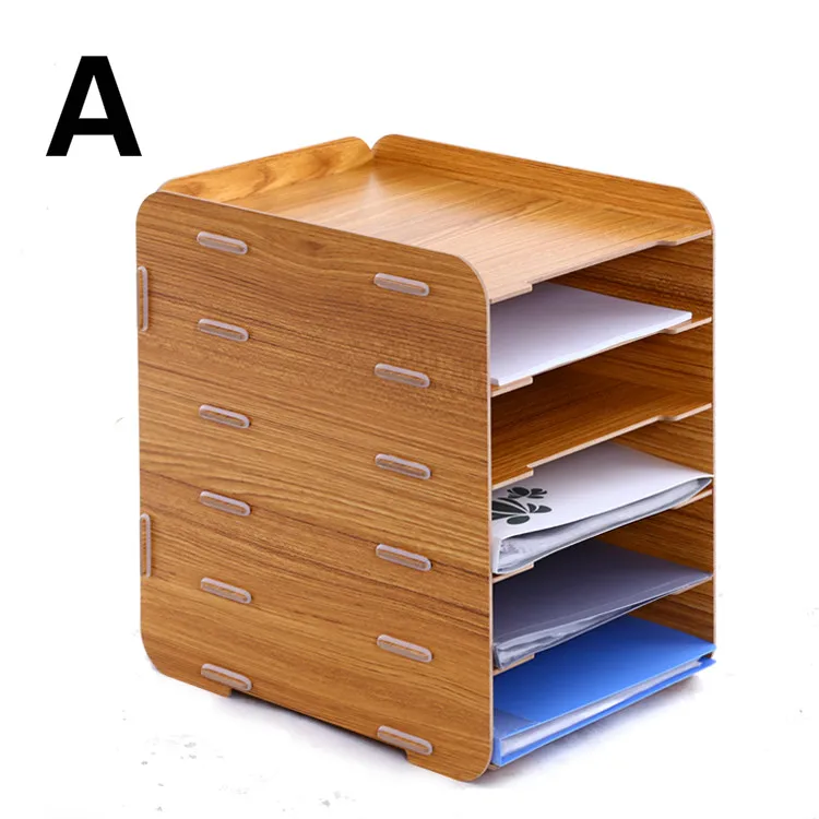 Wooden file rack holder creative desktop A4 file box 6 multilayer information storage frame magazine organizers office supplies Wooden file rack holder creative desktop A4 file box 6 multilayer information storage frame magazine organizers office supplies