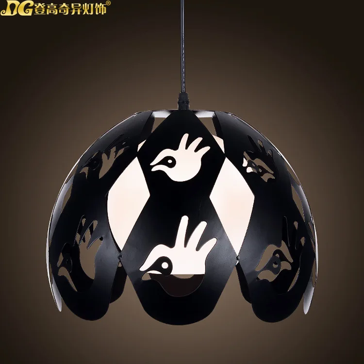 

American Country Personality Iron Pattern Chandelier Black Metal Dining Room Light Coffee Shop Light D300MM Free Shipping