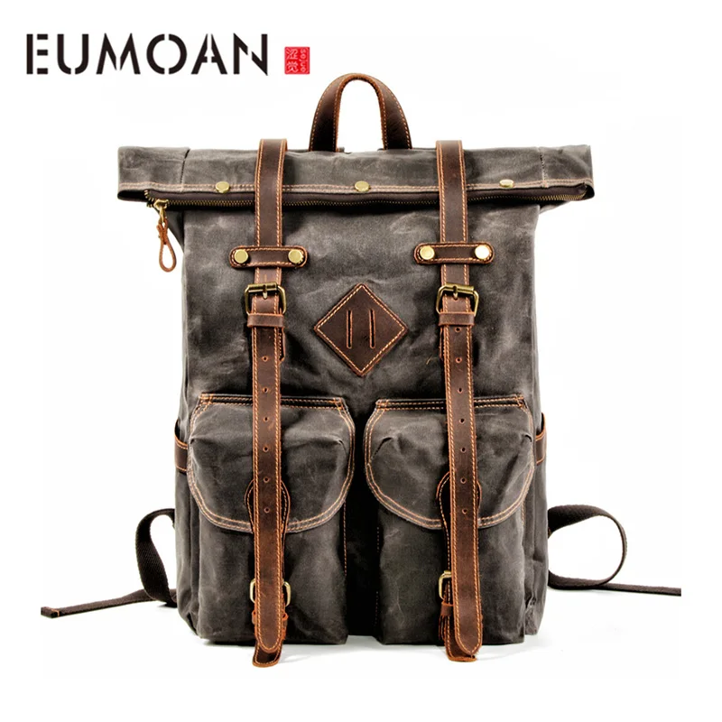 

EUMOAN Shoulder bag, English style canvas male casual practical large capacity mountaineering bag, 15 inch computer travel Bags