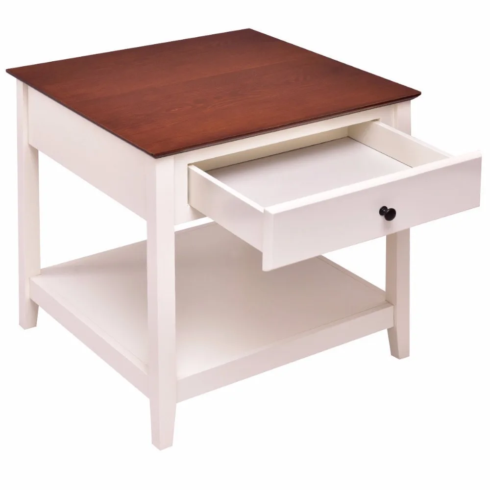 Giantex Wood Side Table End Table Night Stand Coffee Table with Drawer and Shelf Square Home Furniture HW56281 Giantex Wood Side Table End Table Night Stand Coffee Table with Drawer and Shelf Square Home Furniture HW56281