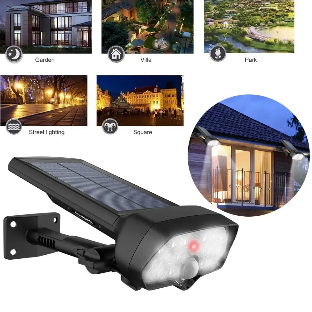

TSLEEN IP65 Solar Powered Motion Sensor 17 LED Light Driveway Manor Security Lamp Dimming Sensor Pir 360 Degrees Adjusting Light