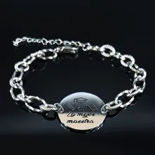 A la mejor maestia браслет из нержавеющей стали женский серебряный цвет браслеты для учительницы ювелирные изделия pulsera acero inoxidable mujer B1