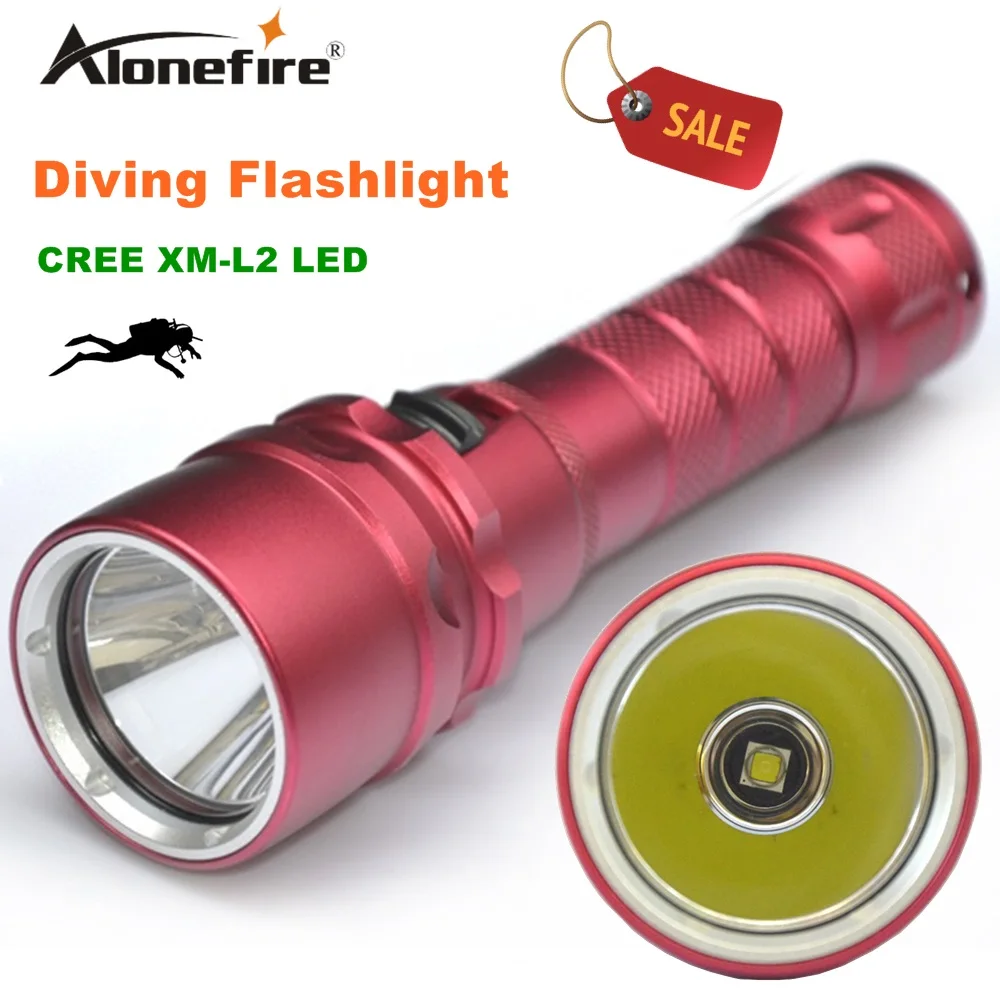

Alonefire DV19 1800Lumen 10W XML L2 LED Diving Flashlight 50-80M Underwater Lamp Waterproof LED Torch Flash Light Diver