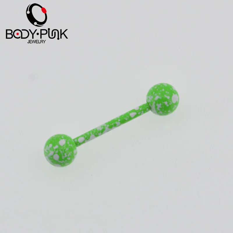 BODY PUNK 14 калибр 4 шт. синий брызговик и зеленый крутящийся язычок пирсинг Септум