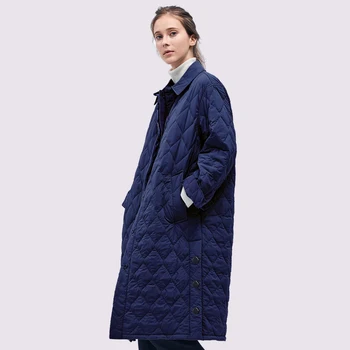 

2020 New High Quality Quilted Spring Autum Women's Parkas Windproof Warm Thin Women Coat Long Plus Size Cotton Jackets