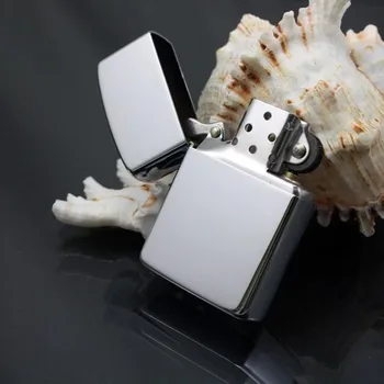 

1pc Mirror Silver Aluminum Metal Lighter Refillable Kerosene Oil Gas Cigarette Lighter Retro Smoking Gadgets for Men