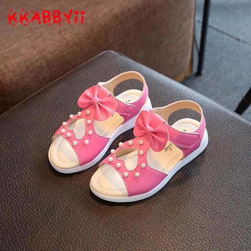 Pink Sandals for Girls New Kids princess sandals summer little girl sandals lace pearl soft