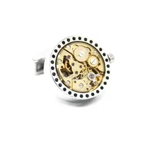 Free Shipping 2015 New Functional Watch Movement Cufflinks Steampunk Gear cufflinks Best Gift cuff links Wholesale&retail