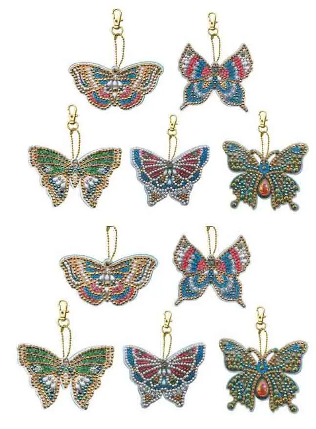 10pcs Unicorn Butterfly Design Diy Diamond Keychain Painting Christmas Gift Diy Special Full Drill Woman Girl Jewelry Keyring - Цвет: hu die10pcs-set