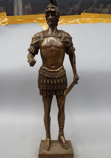 

free 24"Western Art Bronze Statue Famous Roman warrior sword Statue Sculpture fast
