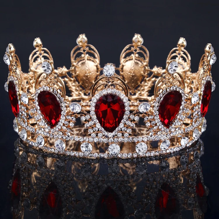 Большие европейские Royal Crown Золотой горный хрусталь имитация тиара супер большой