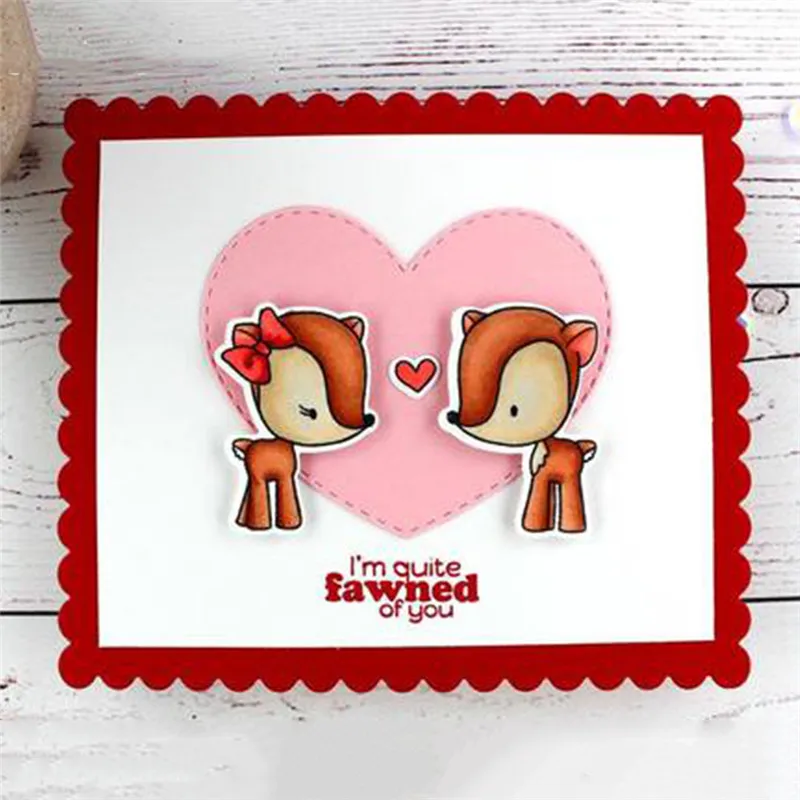 

Naifumodo Animal Love Deer Metal Cutting Dies and Stamps Decoration Scrapbooking Album Paper Card Craft Embossing Fawned Die