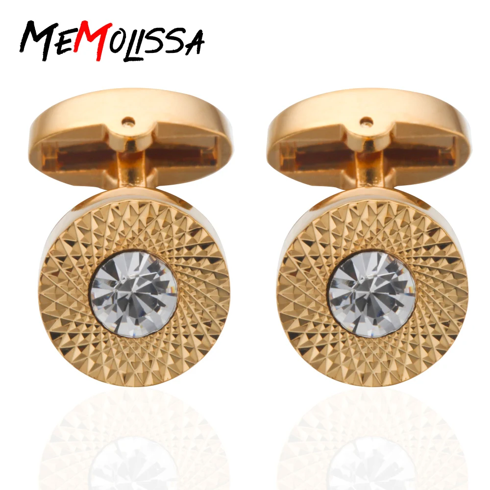 

MeMolissa Bright Cross Cutting Clear Crystal Sunflower French Cufflinks Gold Color Cuff Links for mens gemelos bouton manchette