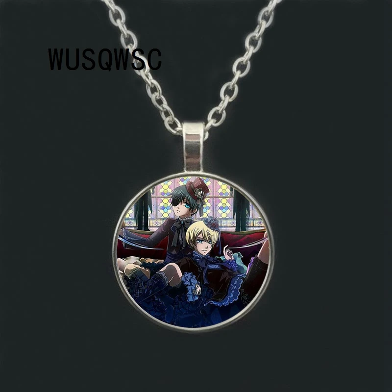 WUSQWSC Черный Дворецкий стеклянный кабошон для кулона ожерелье Kuroshitsuji Ciel Phantomhive