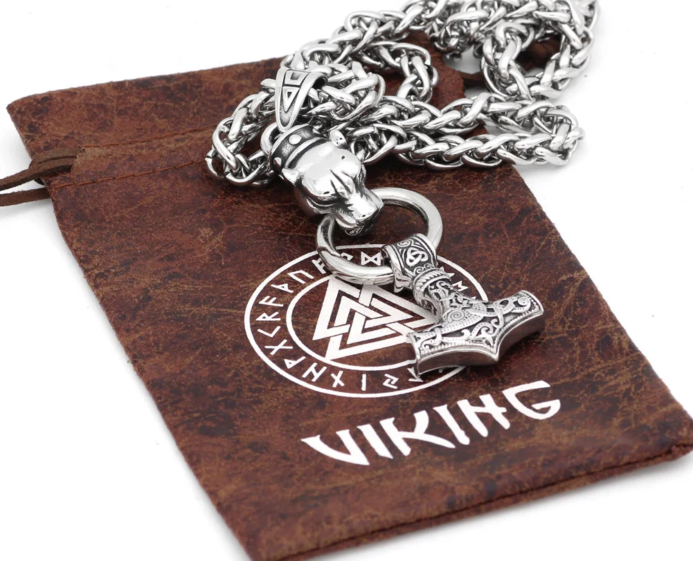 Мужская голова Волка odin из нержавеющей стали с молотком thor MJOLNIR амулет узелком