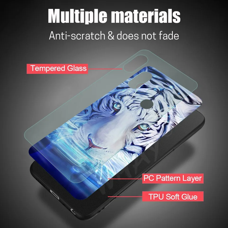 Fitted Case For Huawei Nova 3 Luxury Pattern Glass Coque For P20 Pro P Smart  Mate P20 10 Lite Honor 7 10 9 Lite Y6 2018 Cover   (11)